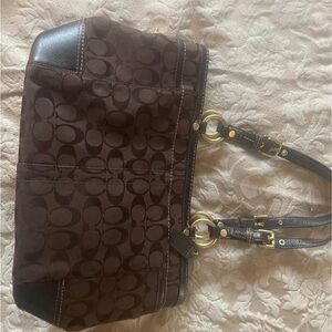 Coach Dark Brown Signature Shoulder Bag